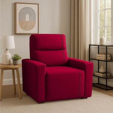 Imagem de Poltrona Retratil e Reclinavel Com Porta Copo Maisa Vermelho	