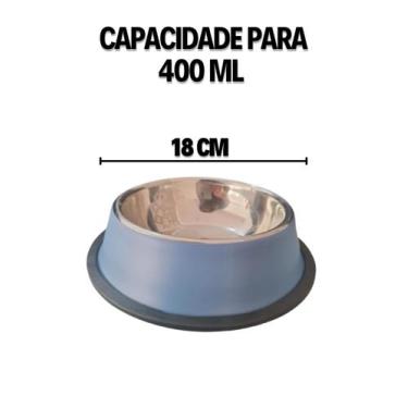 Imagem de Comedouro Vasilha Pet ração e agua para cães e gatos em Inox (P)- 400m
