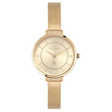 Imagem de Relógio Technos Feminino Ref: Vj20ab/1x Slim Safira Mesh Dourado