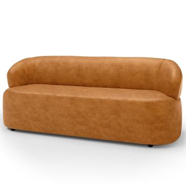 Imagem de Sofá 3 Lugares Orgânico Sala de Estar Living 170cm Carmen F04 Couríssimo Whisky - Lyam Decor