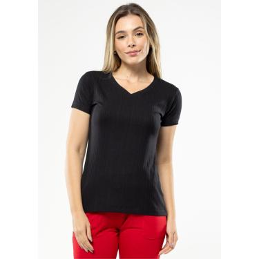 Imagem de Blusa Manga Curta Pau a Pique Canelada Preto