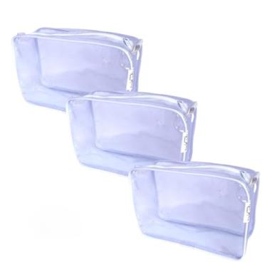 Imagem de Necessaire Viagem, Kit com 3 Necessaire Transparente(23x15cm)