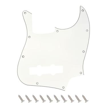 Imagem de Banworks Jazz Bass Pickguard 3 Ply 10-Hole J Bass JB Scratch Plate para EUA/Mexican Modern Style Fender Jazz Bass JT/HB-11 Vintage Branco