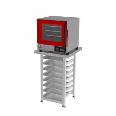 Imagem de Forno Turbo Prp-004 Plus 110V Vermelho + Bancada Mes-004 Progás + 8 As