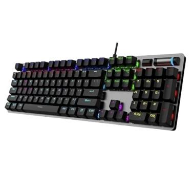 Imagem de Teclado Mecânico AULA F3019 ABNT2 Blue Switch, Base Metálica Cinza, RGB, Hot-Swap, Full Size