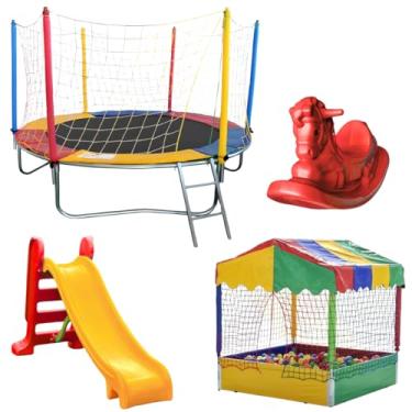 Imagem de Cama Elástica 2,30m + Piscina de Bolinhas 1,00m (500 Bolinhas) + Escorregador Médio + Gangorra 1 Lugar