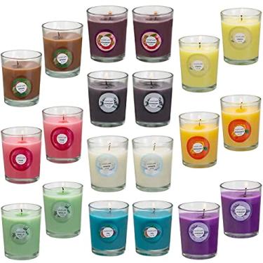 Imagem de YOROXRG Velas perfumadas, jasmim, rosa, baunilha, bergamota, figo, lavanda, limão, primavera, morango, alecrim, velas de aromaterapia, cera de soja - pacote com 20