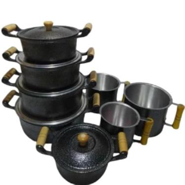 Imagem de Jogo de 5 panelas de aluminio batido fundido N14 a N22 Caneco N12 N14 N16