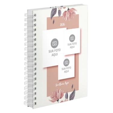 Imagem de Agenda Diária 2026 Capa Dura Personalizada Com 03 Fotos Flores