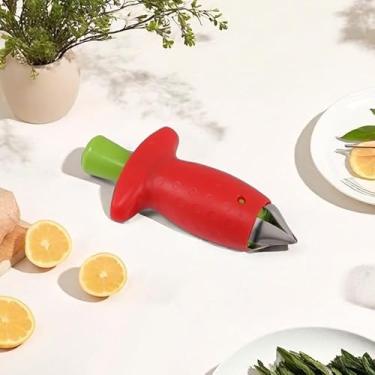Imagem de Descascador de morango, removedor de haste de morango, ferramenta de haste de baga de morango, ferramentas de cozinha, ferramenta de descaroçador de frutas para morango abacaxi e tomate (vermelho)