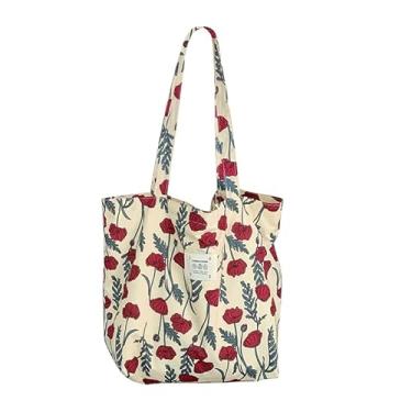 Imagem de Sacola feminina, bolsa tiracolo de trabalho para laptop, bolsa de ombro para uso diário, Flor vermelha