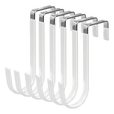 Imagem de Ganchos sobre a porta, pacote com 6 cabides com borracha para evitar arranhões, organizador resistente para sala de estar, banheiro, quarto, cozinha, pendurar roupas, toalhas, chapéus, casacos, bolsas