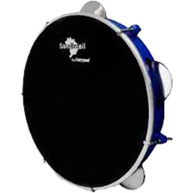 Imagem de Pandeiro 10`` Premium Pele Preta Sambrasil Liverpool Azul