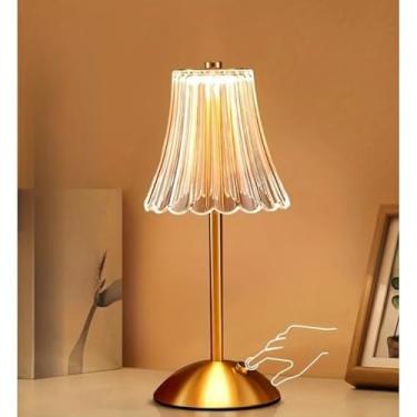 Imagem de Luminária de Mesa LED de Cristal com Toque | Abajur Recarregável Sem Fio 3 Cores Dimerizável para Quarto e Decoração Moderna (Modelo-A)