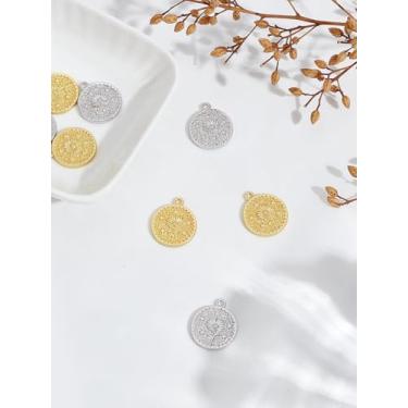 Imagem de 8 peças de pingentes redondos planos, pingentes de girassol, pingentes de cores mistas, decoração para colar, pulseira, brincos, chaveiro, artesanato, joias, 20 x 18 x 2 mm, orifício: 1,5 mm