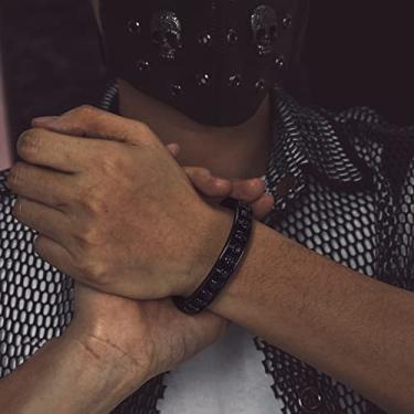 Imagem de Pulseira masculina vintage de aço inoxidável com fivela elástica Punk Rock Wirstband Joias, One Size, Aço inoxidável, Sem Pedra Preciosa