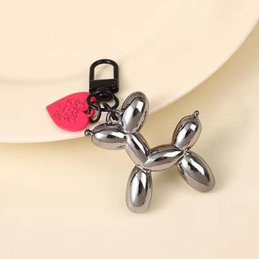 Imagem de Chaveiro de cachorro com balão, chaveiro para casais estéticos alternativos, presente de aniversário com pingente de bolsa ousada, Arma preta + rosa vermelha Love, tamanho �nico