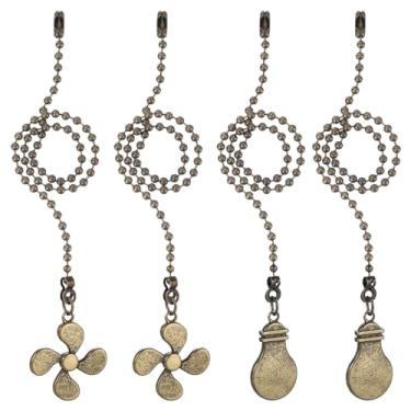 Imagem de Conjunto extensor de corrente para ventilador de teto de 33 cm, 4 peças, corrente de puxar para ventilador de bola com contas com lâmpada decorativa e cabo de ventilador para ventilador de lâmpada de