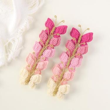Imagem de 10 peças de laços de cabelo para mulheres, tecidos, design em forma de borboleta, grampos de cabelo rosa bege acessórios de grampo de cabelo grande