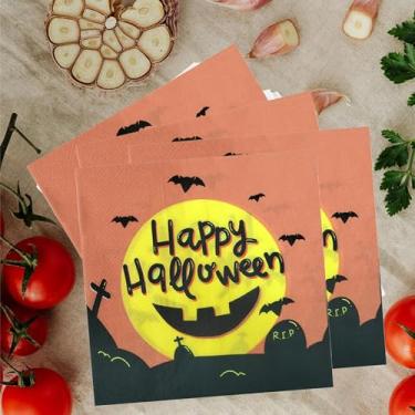 Imagem de Guardanapos descartáveis de jantar de Halloween - 20 peças macias e absorventes, papel de qualidade premium 33 x 33 para festas, recepções de casamento, festas, jantares ou eventos de bufê e uso