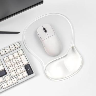 Imagem de Mouse pad transparente com suporte de descanso de pulso em gel, almofada ergonômica em forma de gota d'água para compressor/alívio da dor/latop/escritório ou jogos