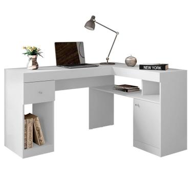 Imagem de Mesa De Computador Com Porta E Gaveta Nilo Branco Fosco