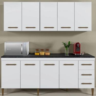 Imagem de Cozinha Completa Atenas 9 Portas 3 Gavetas Kaiki Móveis - Branco