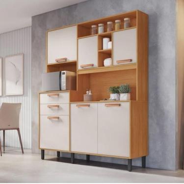 Imagem de Cozinha Compacta 6 Portas 2 Gavetas 5 Nichos Nápoles - Itatiaia Cinamomo-off White