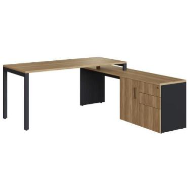 Imagem de Mesa Escritório 180x160cm Artesano Nogal Sevilha Preta - ARTESANO MÓVE