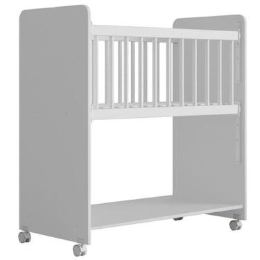 Imagem de Berço Móvel de Bebê com Rodinhas e Grade Móvel Jasmin Branco - Moblis 