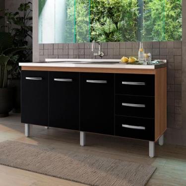 Imagem de Balcão Vinca 3 Portas 3 Gavetas Cozinha MB1 150cm - Doce Sonho Móveis,