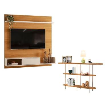 Imagem de Painel Para Tv Suspenso Evo Com Aparador Infinity Cinamomo Off White – Hb Móveis