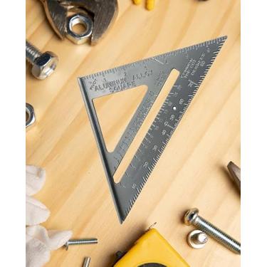 Imagem de Quadrado de carpinteiro de aço inoxidável de 18 cm - Régua angular resistente para marcenaria, moldura e trabalho em metal - Ferramenta de layout de precisão para construtores e bricolage