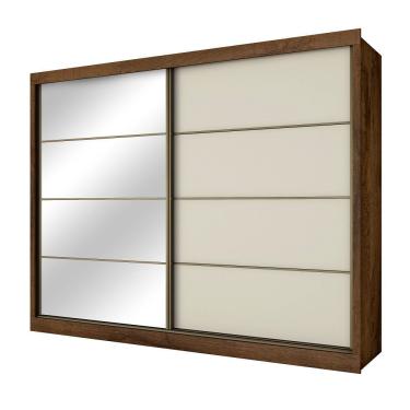 Imagem de Guarda Roupa Sevilha 1 Porta Espelhada 100% Mdf Mademarcs Brauna-off White-brauna