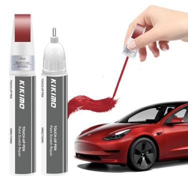 Imagem de KIKIMO Para tinta de retoque Tesla (multi-revestimento vermelho (PPMR)), kit de reparo de tinta de carro para Tesla modelo Y/3/S/X, reparo de arranhões 2 em 1 com ponta de caneta e pincel, cor