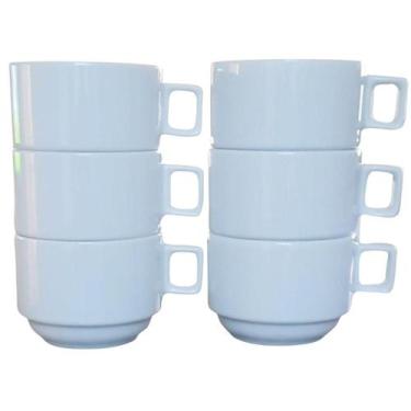 Imagem de Jogo de 20 Xícaras de Café/Chá Empilháveis - Porcelana Branca - 200ml 