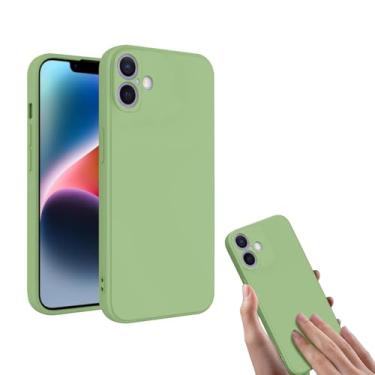 Imagem de Capa de silicone líquido, capa protetora compatível com telefone personalizado, à prova de choque, antiderrapante, resistente a arranhões, verde menta