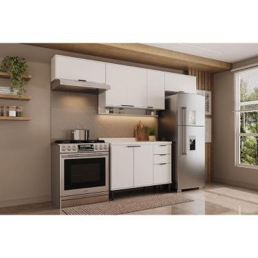 Imagem de Cozinha Modulada Completa Alpha 4 Peças (3aéreos+1balcão) C4p181 Branco - Carraro