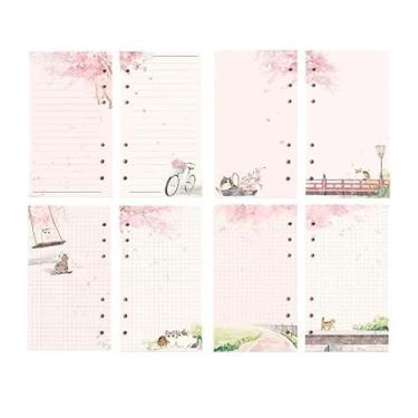Imagem de Refil de papel de folha solta rosa A6, 80 folhas de papel para caderno de 6 furos, compatível com fichários e agendas, papéis premium para escola, escritório e diário