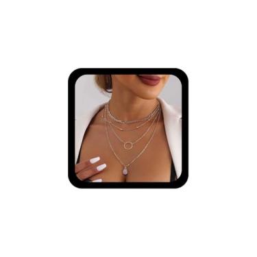 Imagem de Allereyae Colar vintage com pingente de gota de pedra da lua, colar de ouro, colar de pedras da lua, colar de corrente de pedras preciosas, gargantilha de gota de água, anel pendente de joias falsas