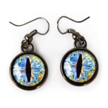 Imagem de Brincos de olho de gato - Brincos de fantasia com pingente de taxidermia olho de criatura azul - 36, Small, Liga de aço, Sem pedra preciosa