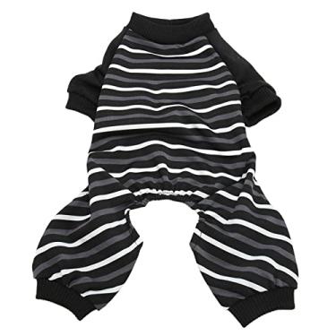 Imagem de Yctze Pijama Confortável Listrado para Cães e Gatos Pequenos – Roupas Quentes para Dormir Com 4 Pernas e Fácil Acesso Ao Banheiro (S)