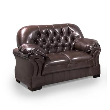Imagem de Sofá Rei 2 Lugares com Revestimento em Couríssimo Marrom Design Clássico Casa Imperial