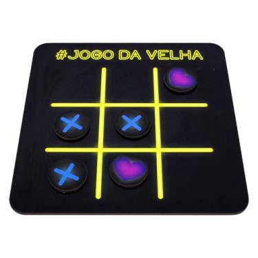 Imagem de Jogo da Velha Tabuleiro Preto MDF 20 cm Educativo Infantil Crianças Brinquedo Lógico e Divertido OPPS®