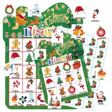 Imagem de AOLIUP Jogo de bingo de Natal para crianças: 24 jogadores, cartões de bingo, adultos, grupos grandes, jogos de Natal para família, escola, sala de aula, presentes de festa de Natal