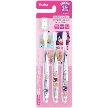 Imagem de Skater Escova de dentes TBCR6T-A, estudante do ensino fundamental, 6 a 12 anos, macia, transparente, 3 peças, 15,5 cm