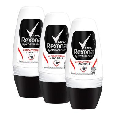Imagem de Kit 3 Desodorante Antitranspirante Rexona Men Antibacterial + Invisible Ro