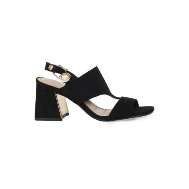 Imagem de Sandália Bebecê Moderna Cabedal Salto Bloco Metalizado, Preto, 36