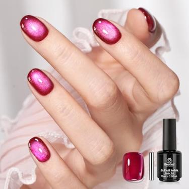 Imagem de Esmalte Beetles Pink Cat Eye Gel – 15 ml Rosa Choque Olho de Gato Magnético Glitter Esmalte com Pó Rosa Absorção UV Cherry Shimmer Coleção Nail Art Design Manicure Presente para Mulheres