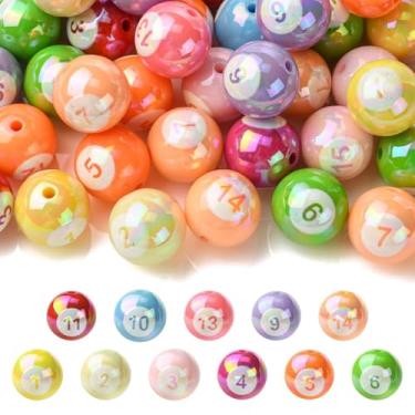 Imagem de Stiesy Contas de acrílico de bilhar banhadas a UV, 50 peças, bolas esportivas iridescentes de dois tons de cores mistas, contas redondas de 16 mm para joias faça você mesmo artesanato suprimentos